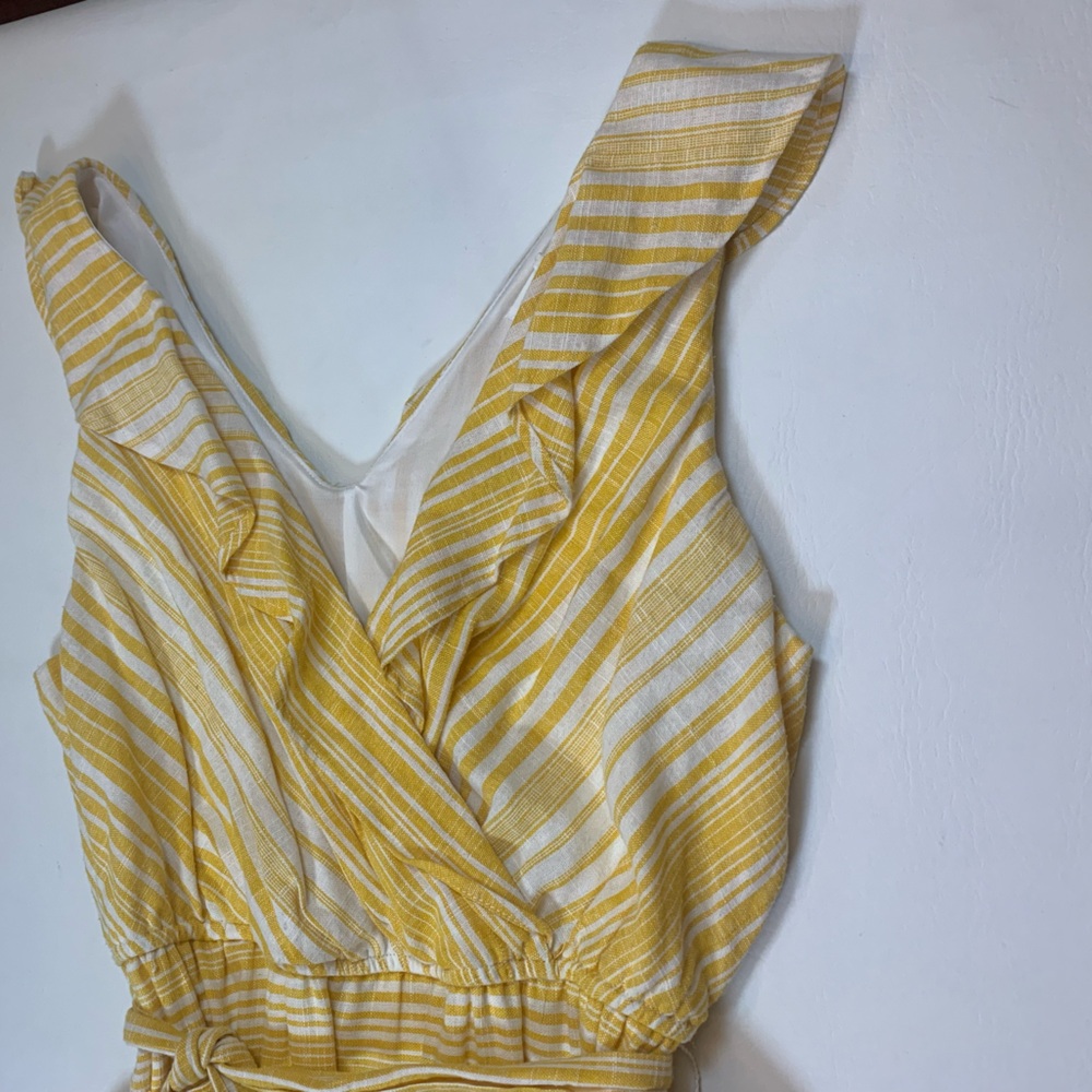 June and Hudson white and yellow stripe wrap midi dress size 1 (bin T) - Picture 5 of 10